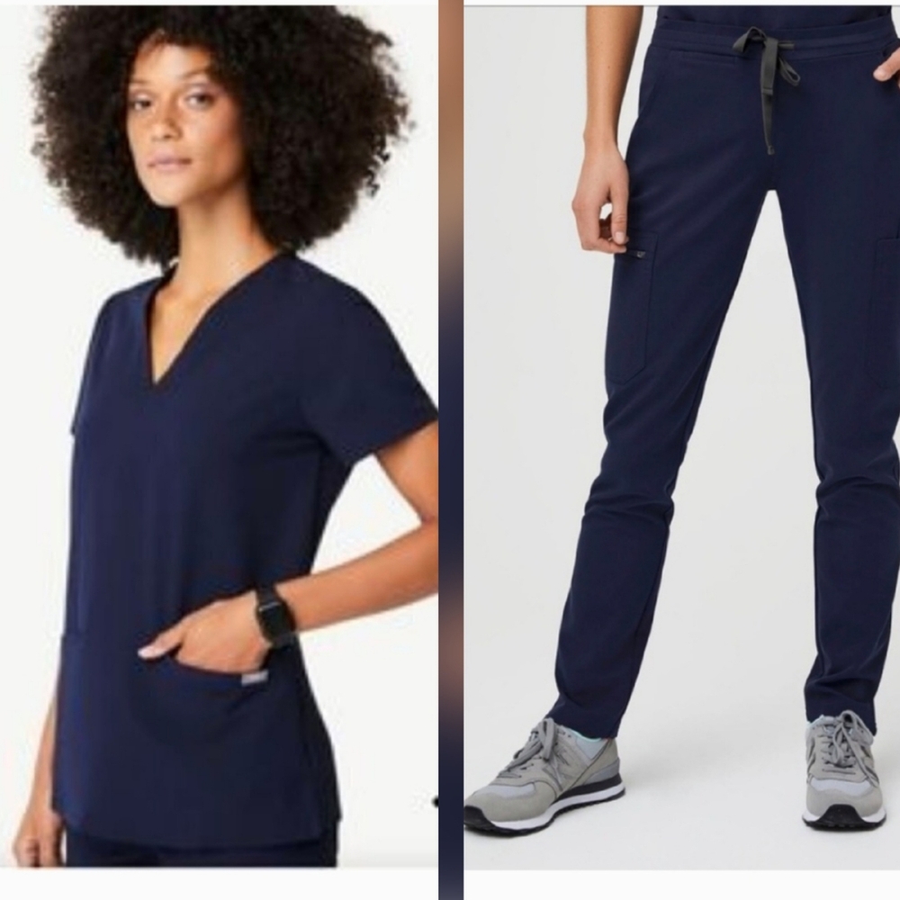 Figs Set of Navy Yola Skinny Scrub Pants & Casma Top Size XXL